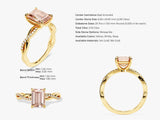 Twisted Emerald Cut Peach Morganite Engagement Ring with Sidestones