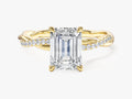 Emerald Twisted Lab Grown Diamond Engagement Ring with Pave Set Side Stones (2.00 CT)