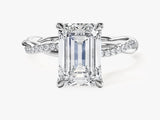 Emerald Twisted Lab Grown Diamond Engagement Ring with Pave Set Side Stones (3.00 CT)