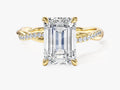 Emerald Twisted Lab Grown Diamond Engagement Ring with Pave Set Side Stones (3.00 CT)