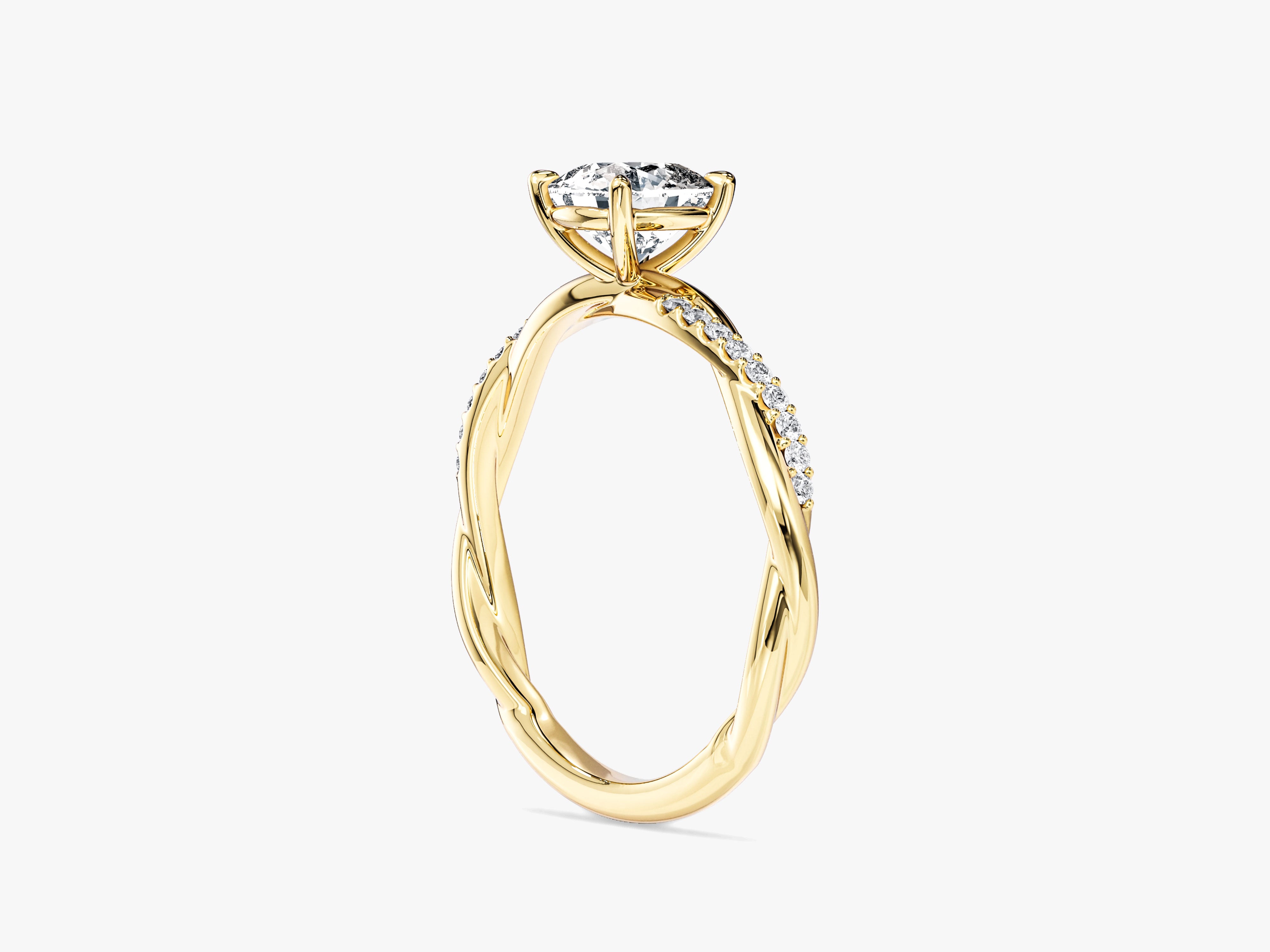 Cushion Twisted Lab Grown Diamond Engagement Ring with Pave Set Side Stones (1.00 CT)