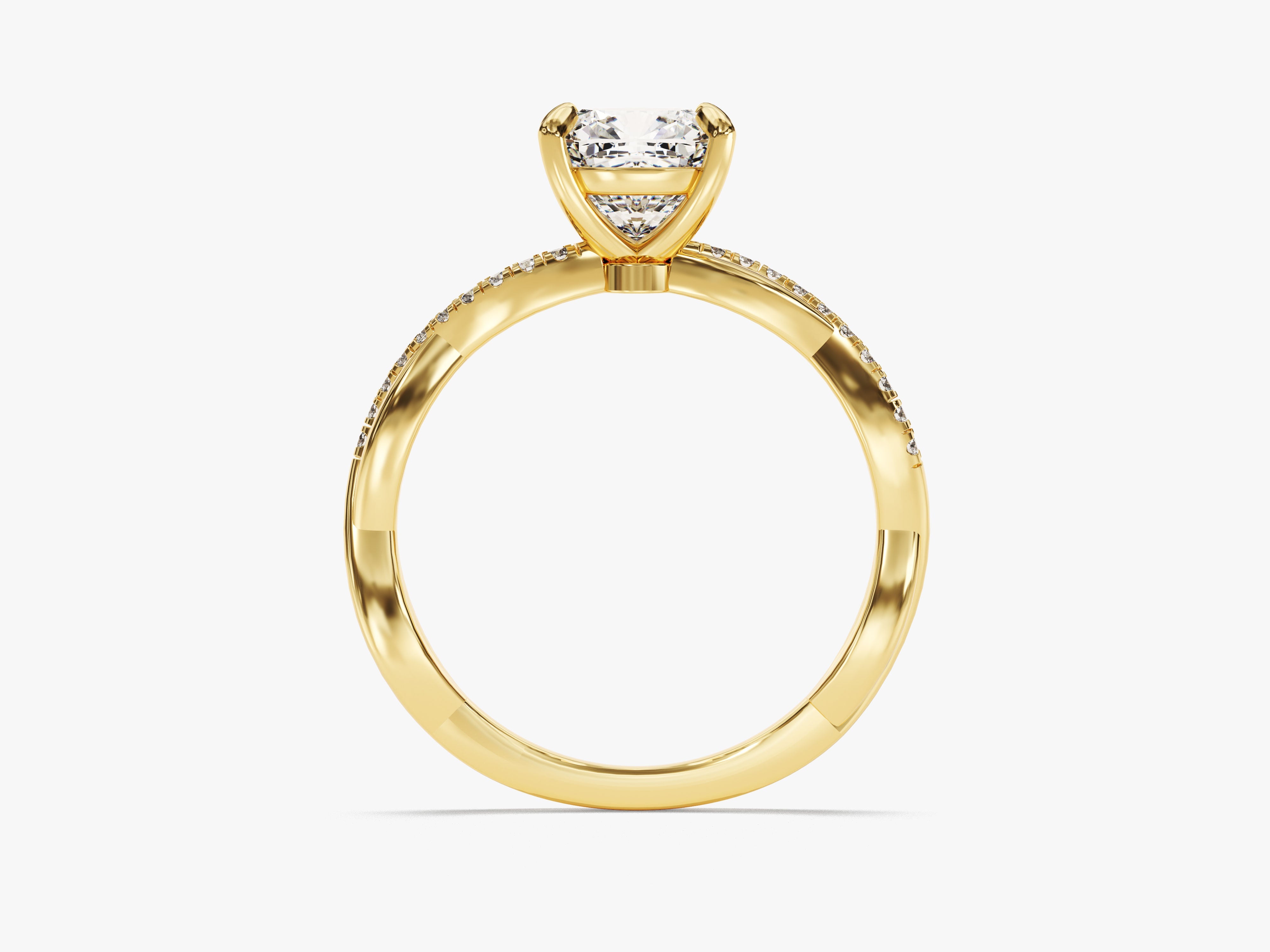 Cushion Twisted Diamond Engagement Ring with Pave Set Side Stones (1.50 CT)