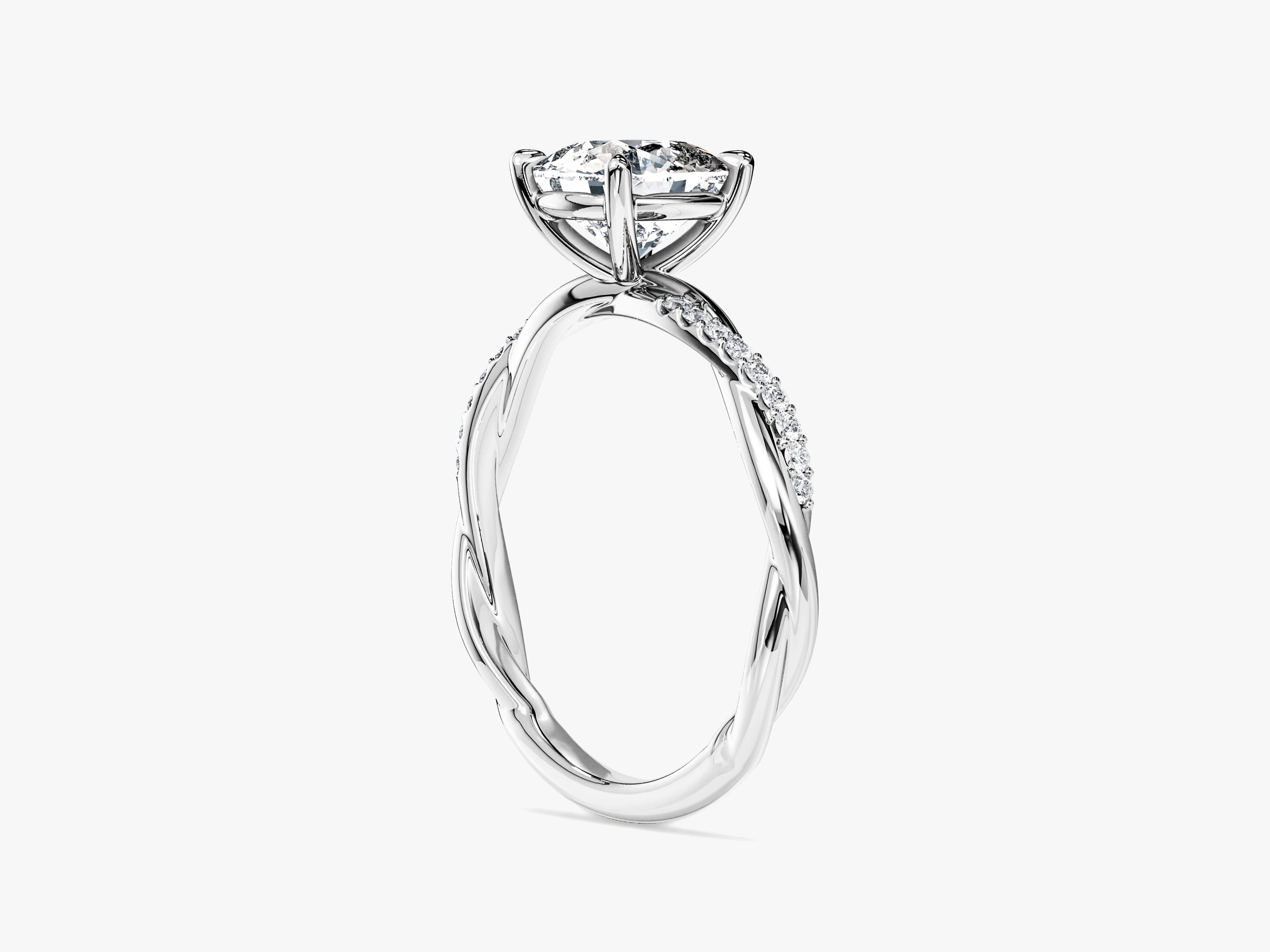 Cushion Twisted Lab Grown Diamond Engagement Ring with Pave Set Side Stones (1.50 CT)