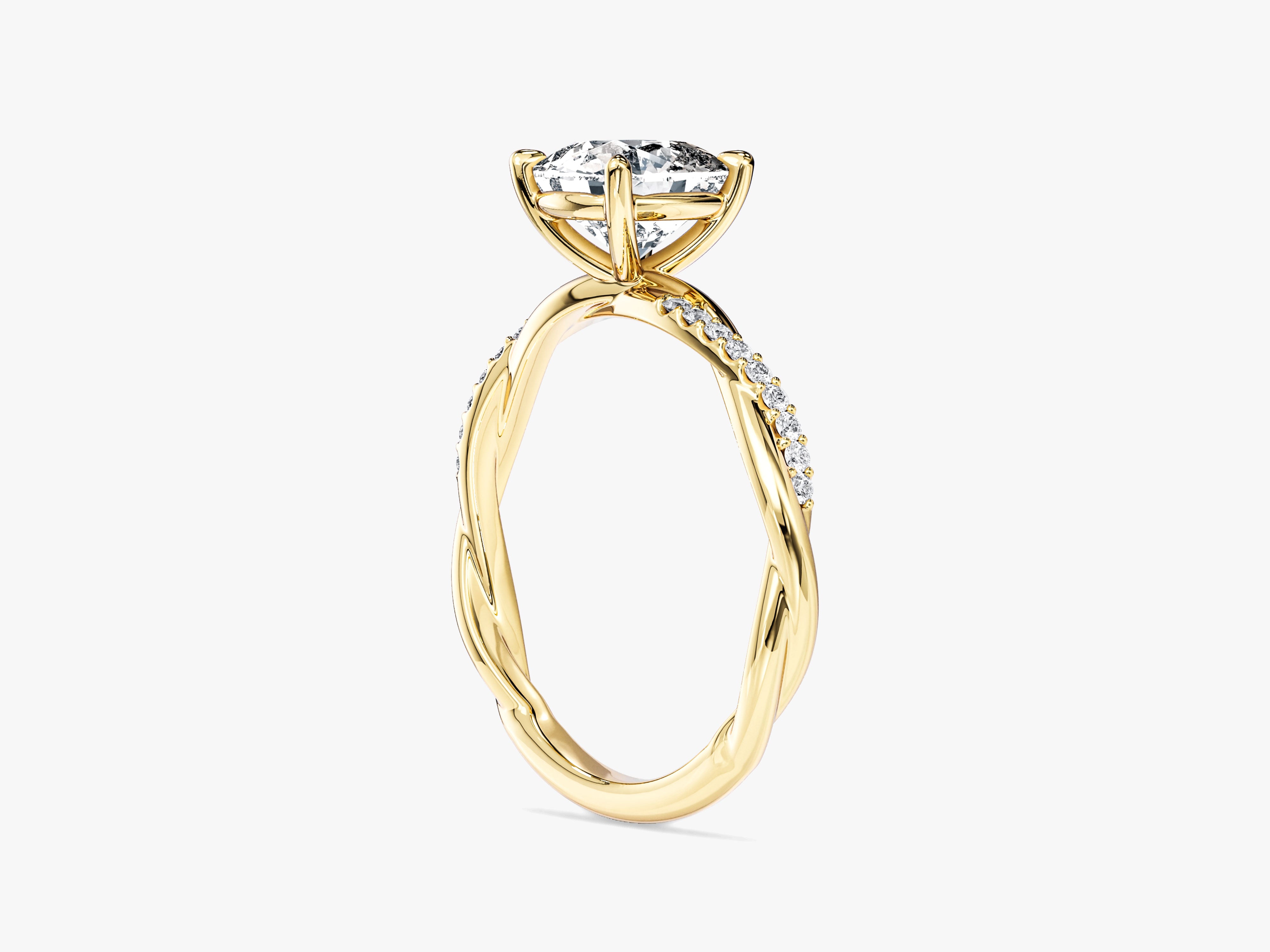 Cushion Twisted Lab Grown Diamond Engagement Ring with Pave Set Side Stones (1.50 CT)