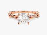 Cushion Twisted Lab Grown Diamond Engagement Ring with Pave Set Side Stones (1.50 CT)