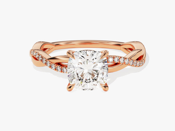 Rose gold diamond engagement ring with twisted band