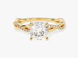 Cushion Twisted Lab Grown Diamond Engagement Ring with Pave Set Side Stones (1.50 CT)