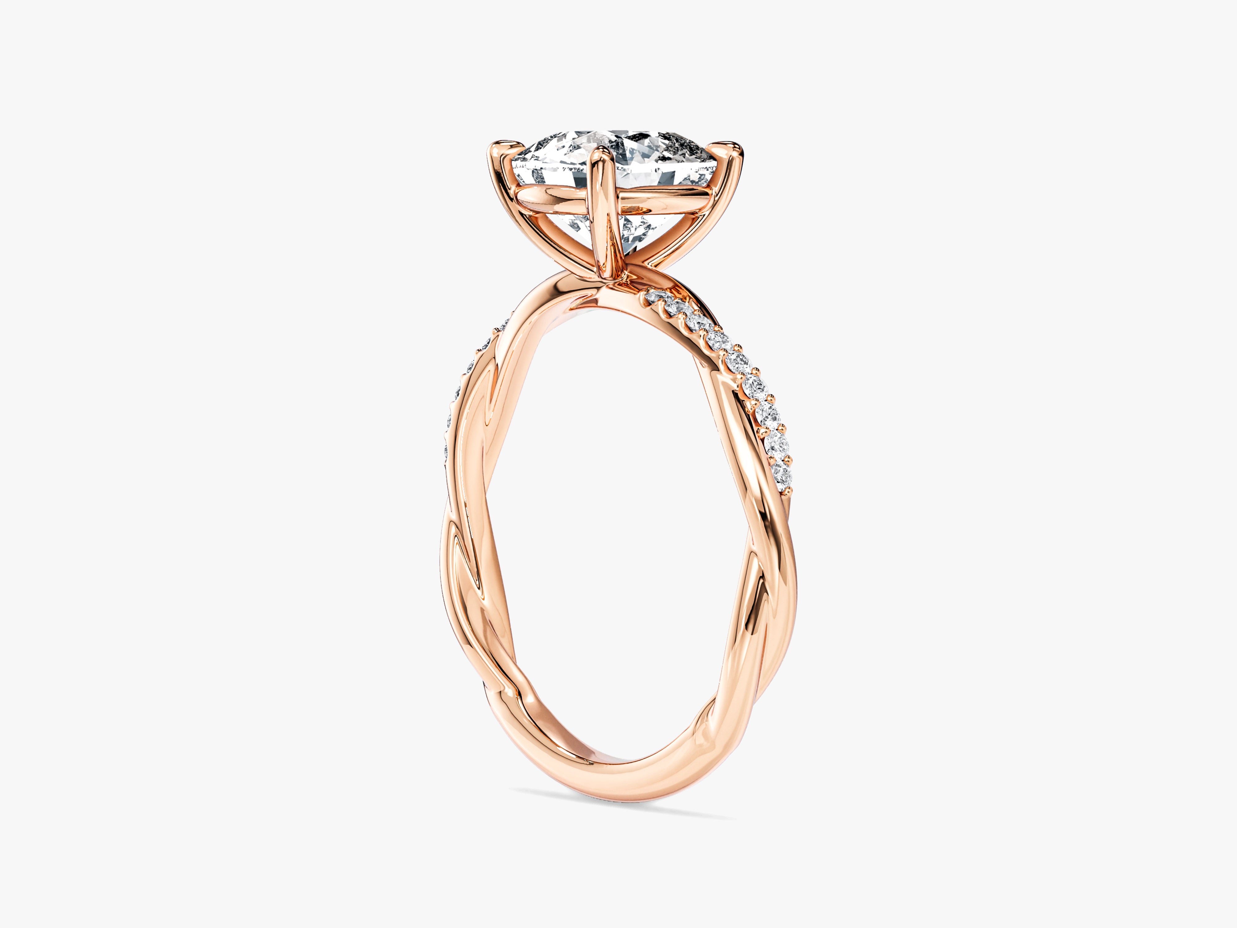 Cushion Twisted Lab Grown Diamond Engagement Ring with Pave Set Side Stones (2.00 CT)