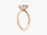 Cushion Twisted Lab Grown Diamond Engagement Ring with Pave Set Side Stones (2.00 CT)
