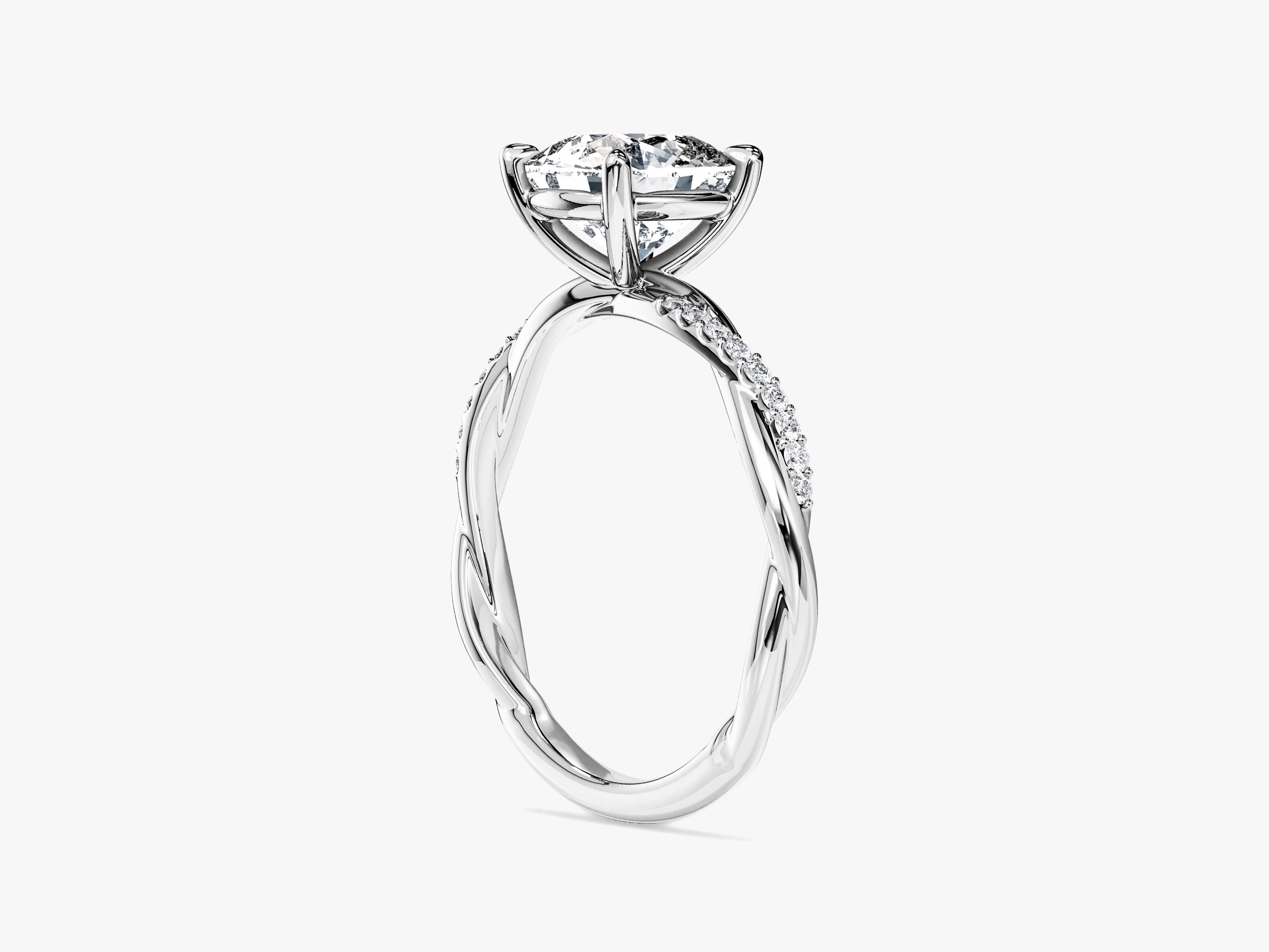 Cushion Twisted Lab Grown Diamond Engagement Ring with Pave Set Side Stones (2.00 CT)