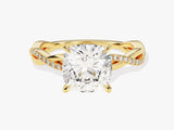 Cushion Twisted Moissanite Engagement Ring with Pave Set Side Stones (3.00 CT)