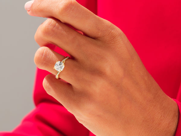 Cushion Twisted Moissanite Engagement Ring with Pave Set Side Stones (3.00 CT)