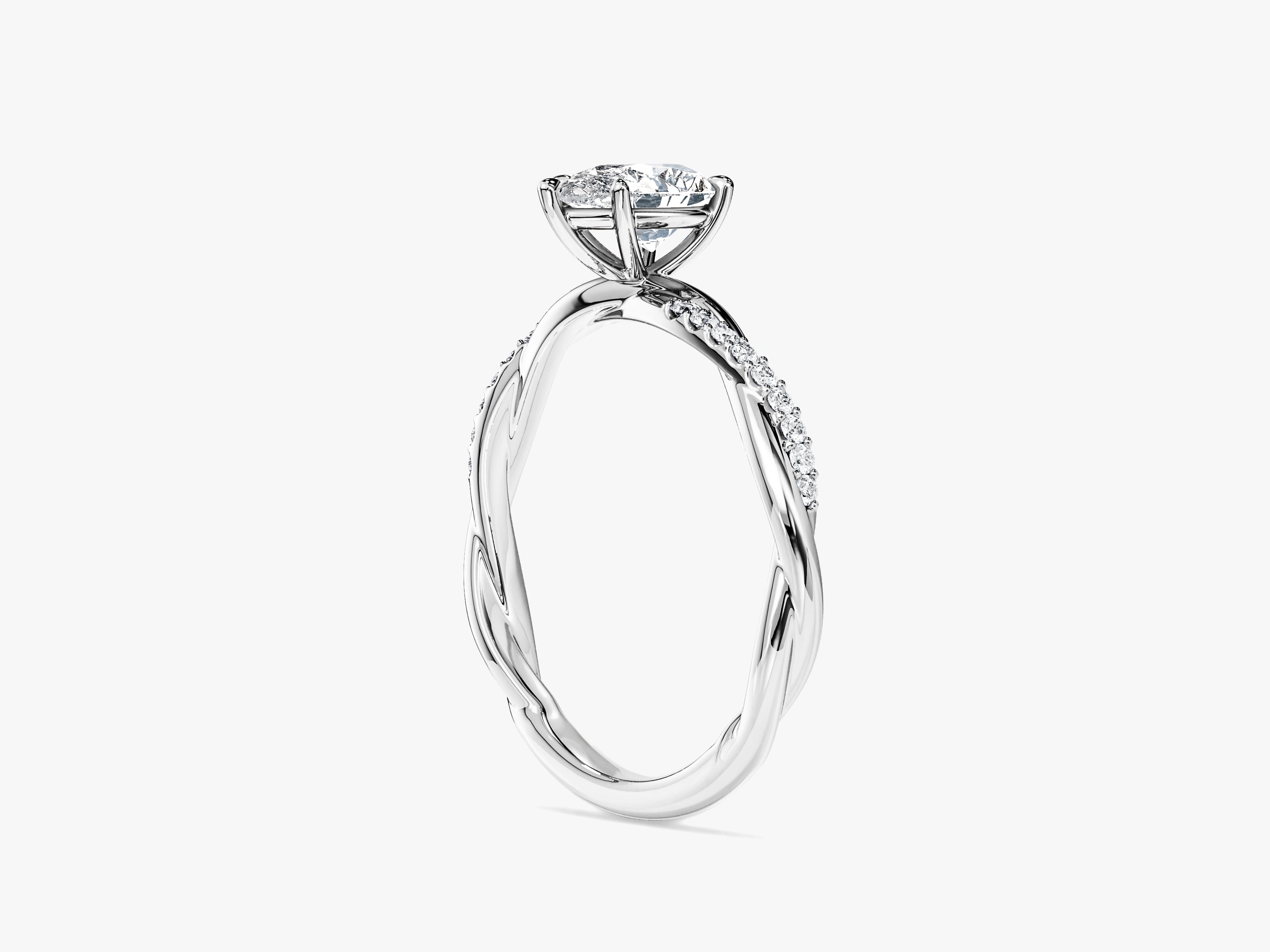Pear Twisted Lab Grown Diamond Engagement Ring with Pave Set Side Stones (1.00 CT)
