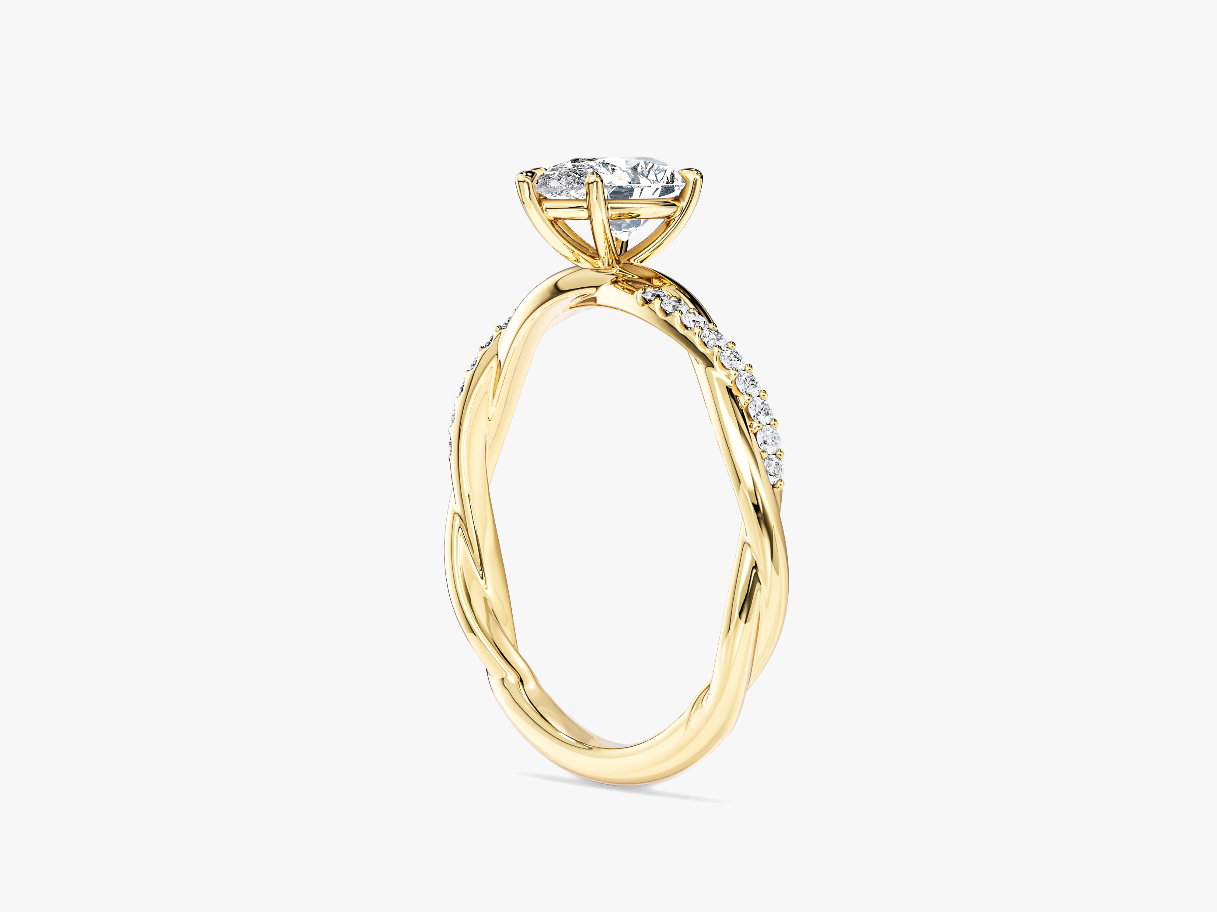 Pear Twisted Lab Grown Diamond Engagement Ring with Pave Set Side Stones (1.00 CT)