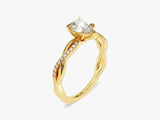 Pear Twisted Lab Grown Diamond Engagement Ring with Pave Set Side Stones (1.00 CT)