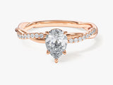 Pear Twisted Lab Grown Diamond Engagement Ring with Pave Set Side Stones (1.00 CT)