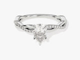 Pear Twisted Lab Grown Diamond Engagement Ring with Pave Set Side Stones (1.00 CT)