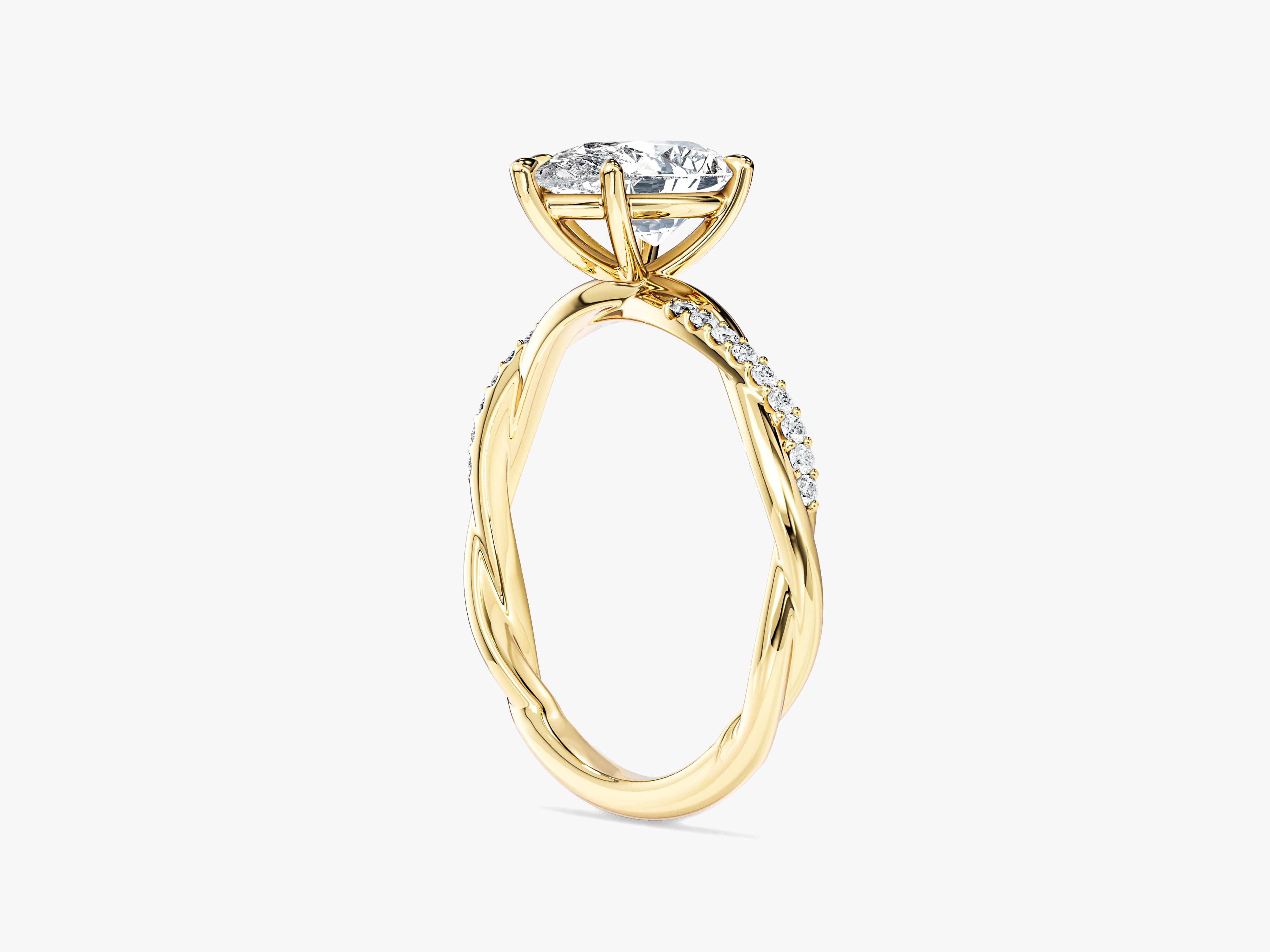 Pear Twisted Moissanite Engagement Ring with Pave Set Side Stones (1.50 CT)