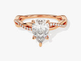 Pear Twisted Lab Grown Diamond Engagement Ring with Pave Set Side Stones (1.50 CT)