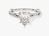 Pear Twisted Moissanite Engagement Ring with Pave Set Side Stones (1.50 CT)