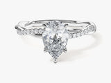 Pear Twisted Moissanite Engagement Ring with Pave Set Side Stones (1.50 CT)