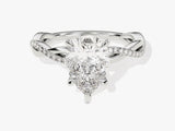 Pear Twisted Moissanite Engagement Ring with Pave Set Side Stones (2.00 CT)