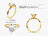 Pear Twisted Moissanite Engagement Ring with Pave Set Side Stones (3.00 CT)