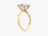 Pear Twisted Lab Grown Diamond Engagement Ring with Pave Set Side Stones (3.00 CT)