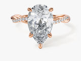 Pear Twisted Moissanite Engagement Ring with Pave Set Side Stones (3.00 CT)