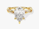 Pear Twisted Moissanite Engagement Ring with Pave Set Side Stones (3.00 CT)
