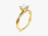 Asscher Twisted Diamond Engagement Ring with Pave Set Side Stones (1.00 CT)