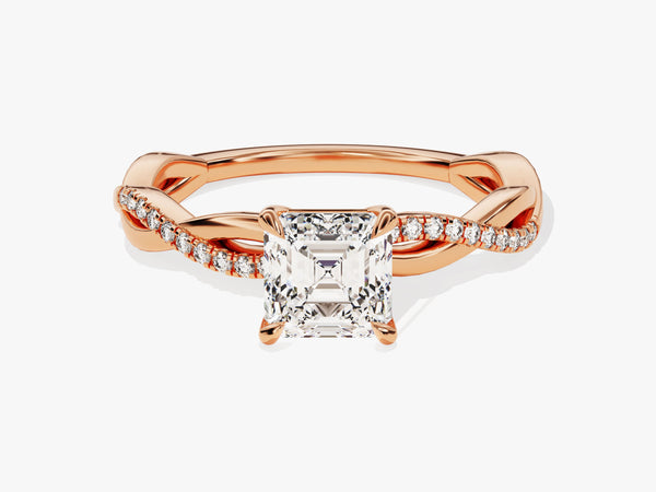 Rose gold twisted band diamond engagement ring