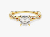 Asscher Twisted Diamond Engagement Ring with Pave Set Side Stones (1.00 CT)