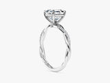 Asscher Twisted Lab Grown Diamond Engagement Ring with Pave Set Side Stones (1.50 CT)