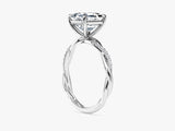 Asscher Twisted Lab Grown Diamond Engagement Ring with Pave Set Side Stones (2.00 CT)