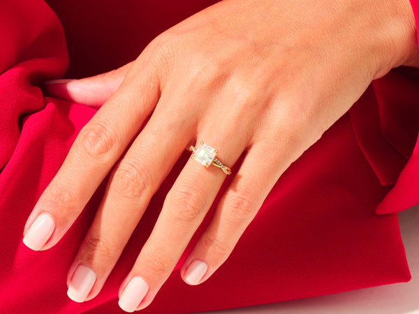 Asscher Twisted Moissanite Engagement Ring with Pave Set Side Stones (3.00 CT)
