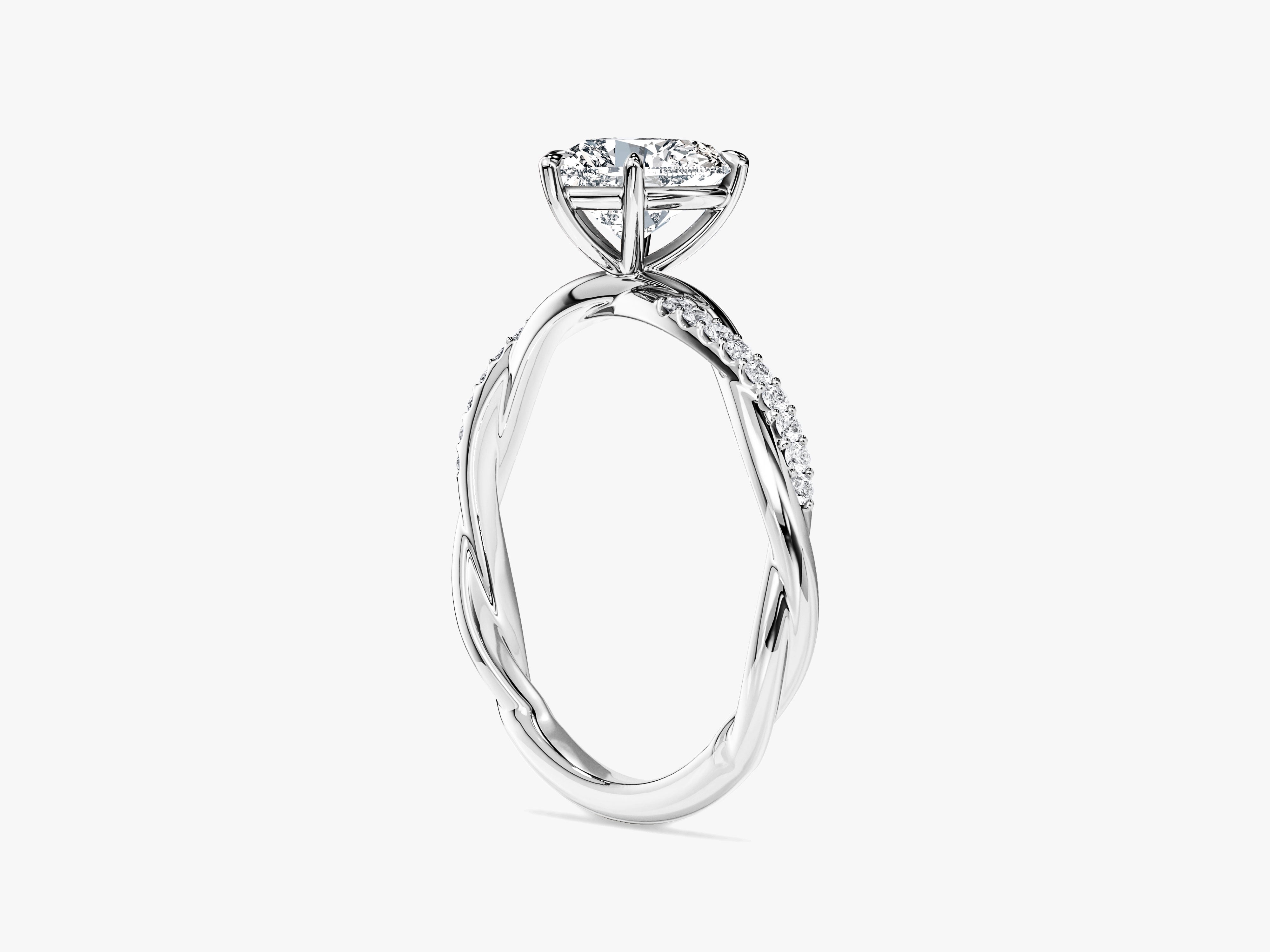 Heart Twisted Lab Grown Diamond Engagement Ring with Pave Set Side Stones (1.00 CT)