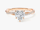 Heart Twisted Lab Grown Diamond Engagement Ring with Pave Set Side Stones (1.00 CT)