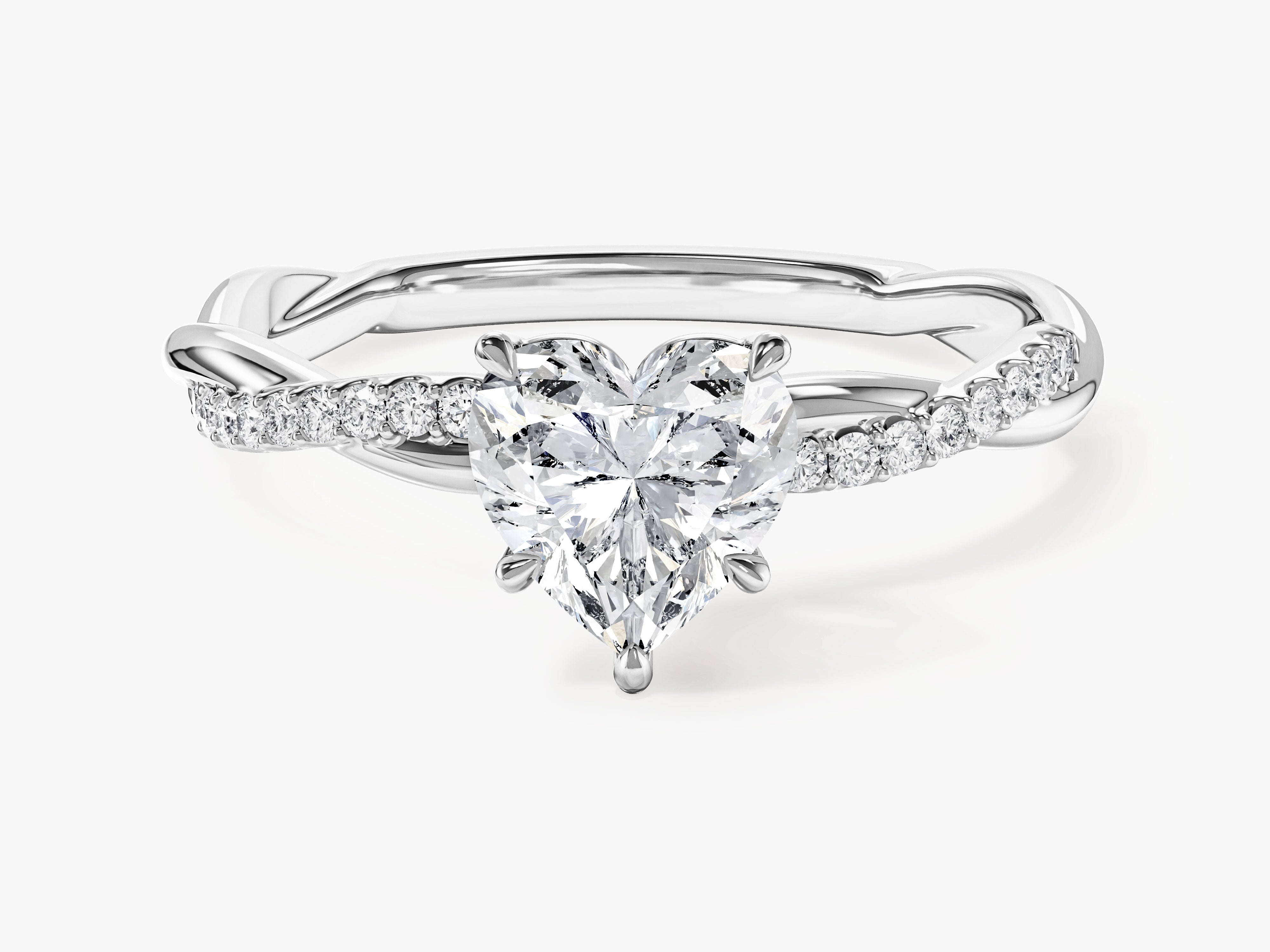 Heart Twisted Moissanite Engagement Ring with Pave Set Side Stones (1.00 CT)