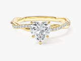 Heart Twisted Lab Grown Diamond Engagement Ring with Pave Set Side Stones (1.00 CT)