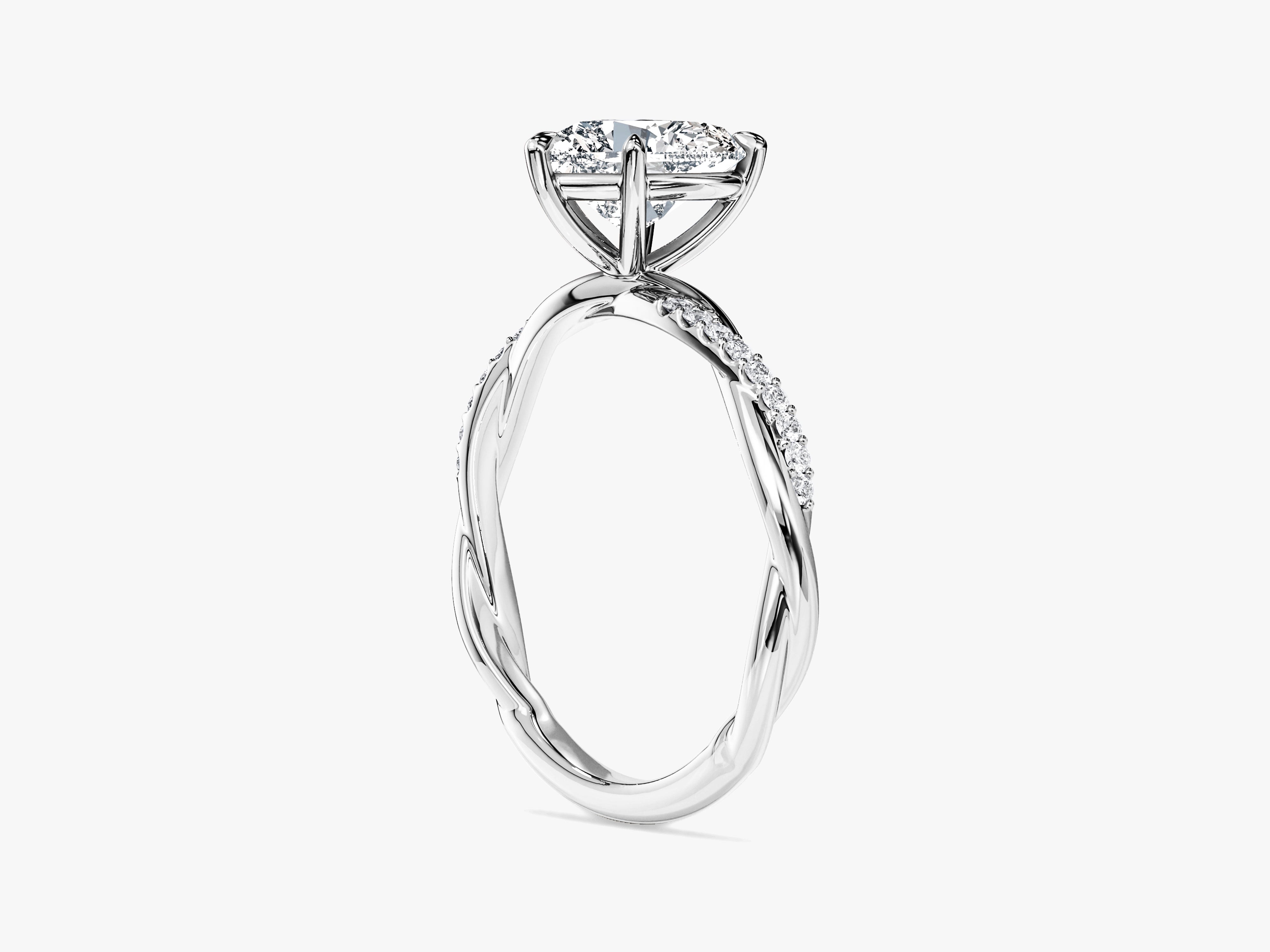 Heart Twisted Lab Grown Diamond Engagement Ring with Pave Set Side Stones (1.50 CT)