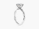 Heart Twisted Lab Grown Diamond Engagement Ring with Pave Set Side Stones (1.50 CT)