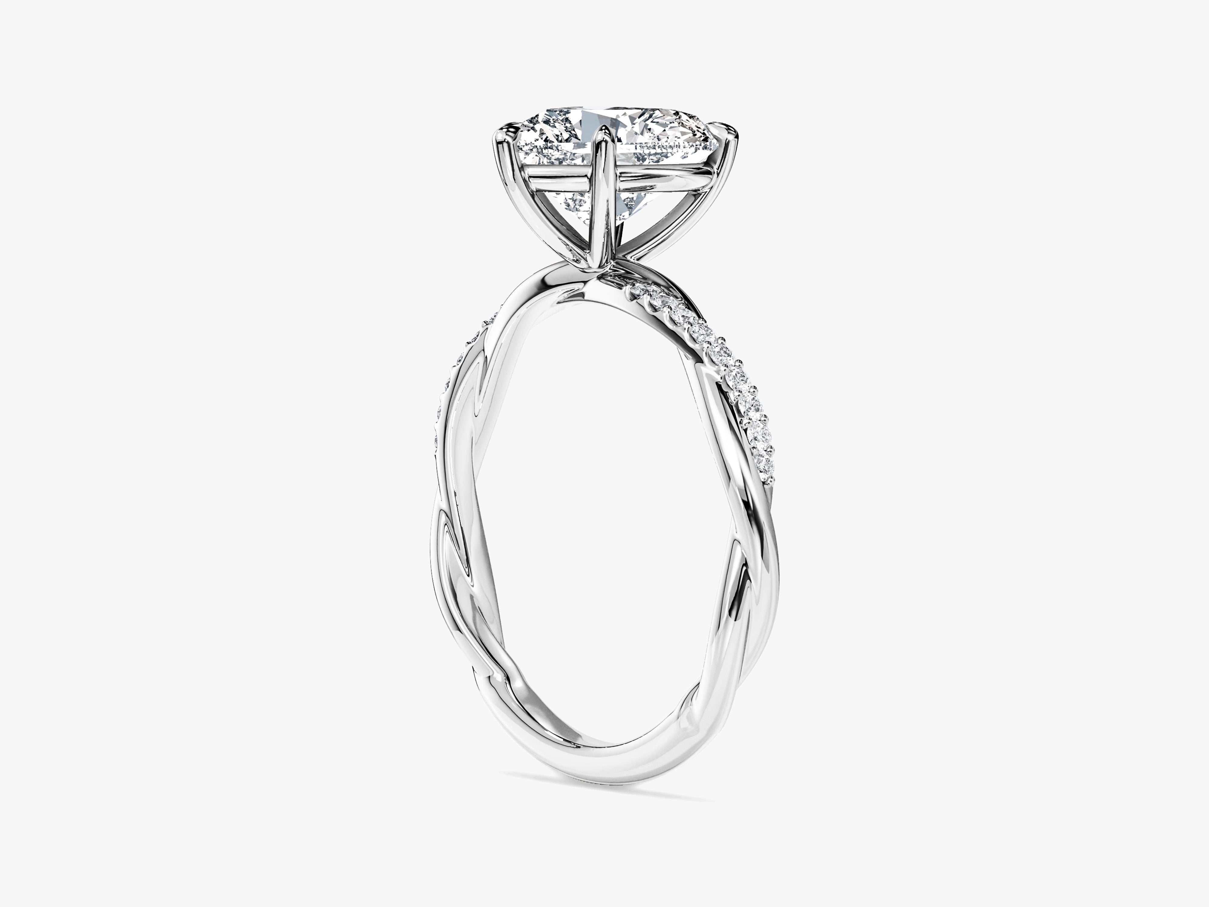 Heart Twisted Lab Grown Diamond Engagement Ring with Pave Set Side Stones (2.00 CT)