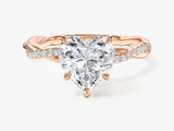 Heart Twisted Lab Grown Diamond Engagement Ring with Pave Set Side Stones (2.00 CT)