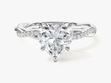 Heart Twisted Lab Grown Diamond Engagement Ring with Pave Set Side Stones (2.00 CT)