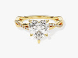 Heart Twisted Lab Grown Diamond Engagement Ring with Pave Set Side Stones (2.00 CT)