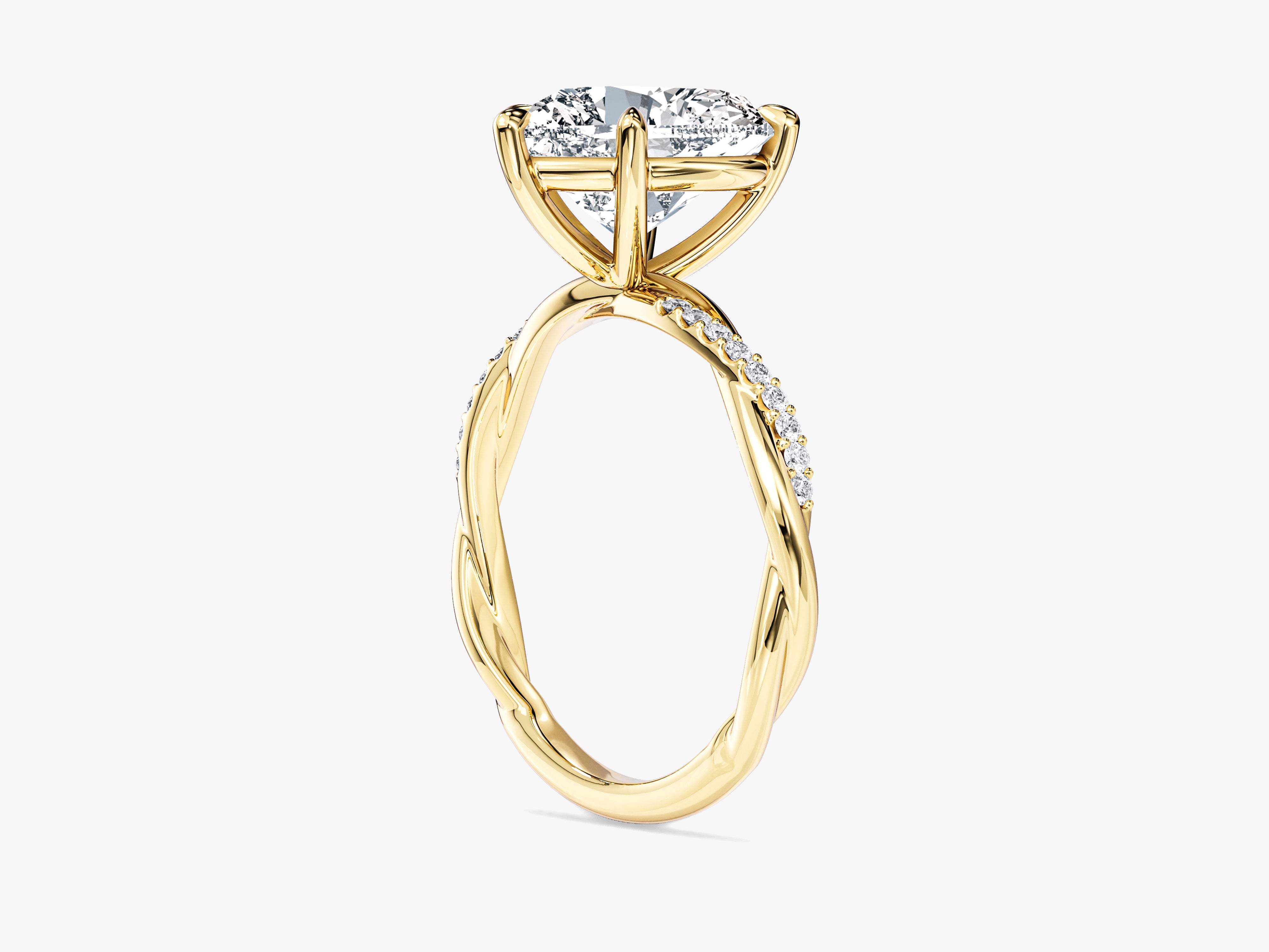 Heart Twisted Lab Grown Diamond Engagement Ring with Pave Set Side Stones (3.00 CT)