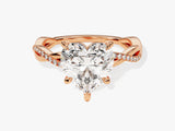 Heart Twisted Moissanite Engagement Ring with Pave Set Side Stones (3.00 CT)