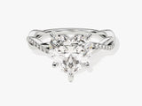 Heart-shaped diamond engagement ring with pave band