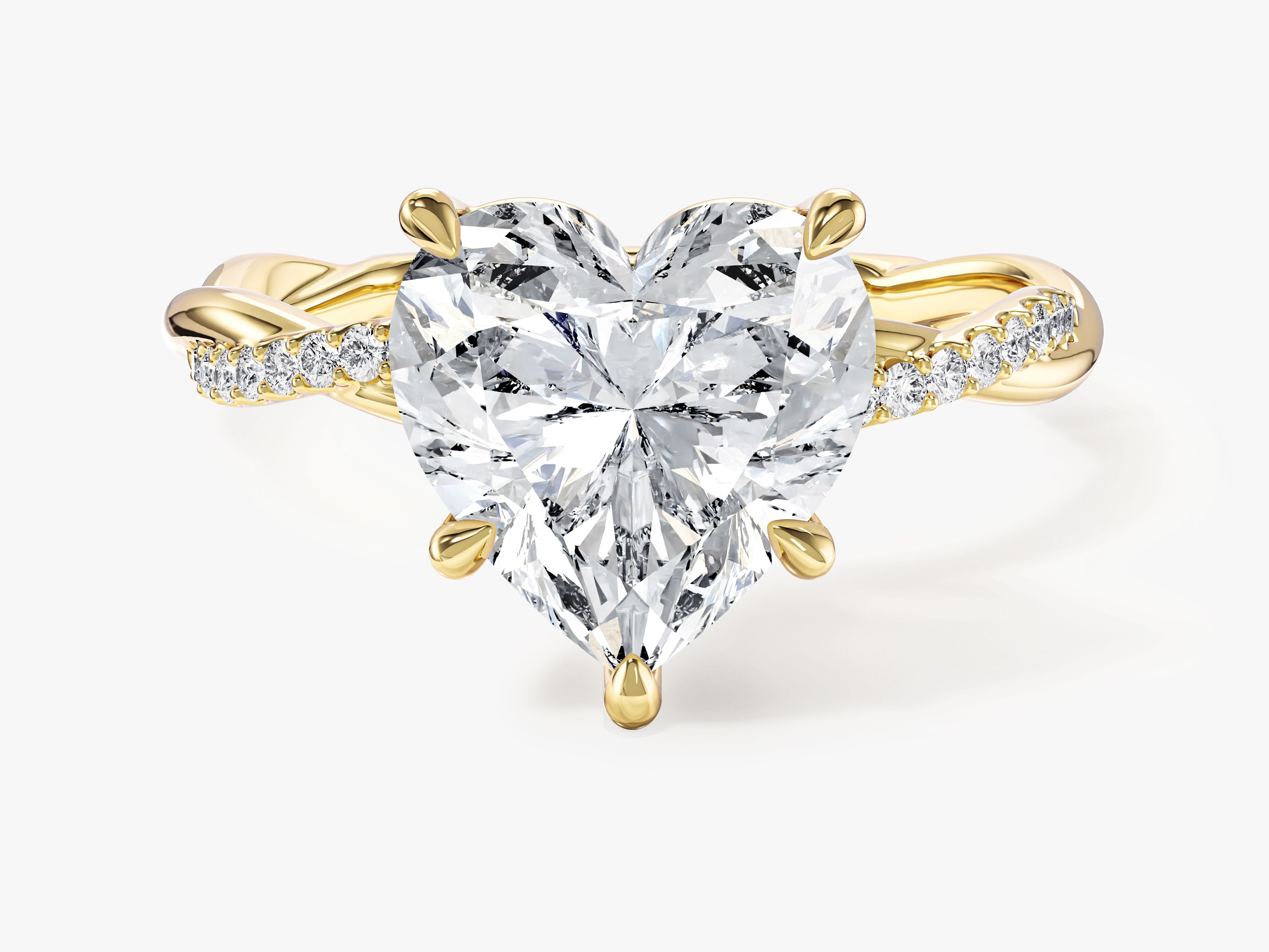 Heart Twisted Moissanite Engagement Ring with Pave Set Side Stones (3.00 CT)
